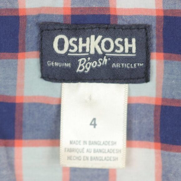 OshKosh B'Gosh Boys Size 4 Blue Orange Plaid Casual Long Sleeve Button Up Shirt - Picture 6 of 7